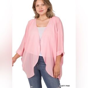 New! Plus Size Dusty Pink Open Front Cardigan Size 1X
